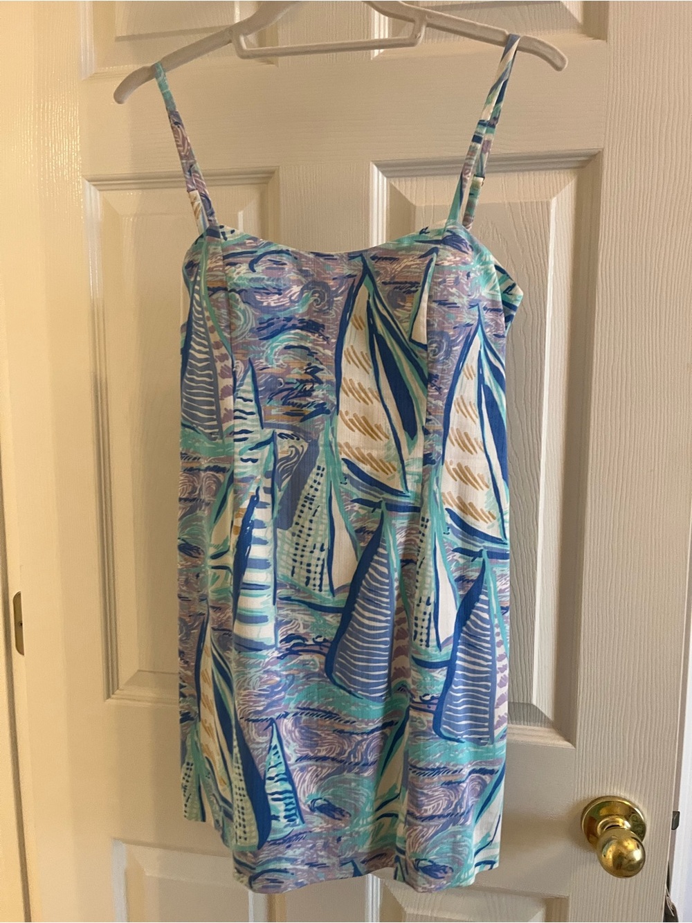Like New. Lilly Pulitzer Shelli Sailboat Print Dress - Blue & White in size 2